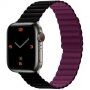 Силиконова магнитна каишка за Apple Watch Ultra 49mm / 46mm / 45mm / 44mm / 42mm - черно-бордо