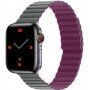 Силиконова магнитна каишка за Apple Watch Ultra 49mm / 46mm / 45mm / 44mm / 42mm - сиво-бордо