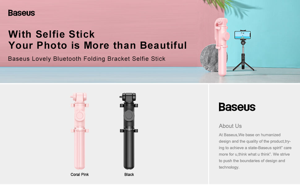 Baseus Lovely bluetooth селфи стик с трипод за iPhone - черна