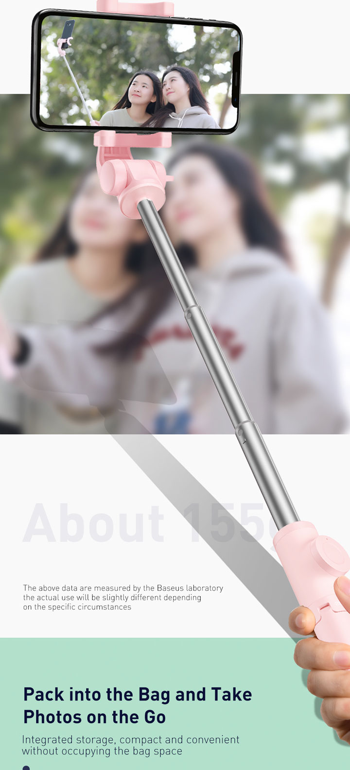 Baseus Lovely bluetooth селфи стик с трипод за iPhone - черна
