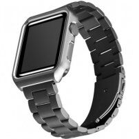 Метален кейс с каишка за Apple Watch 42mm / 41mm / 40mm / 38mm - черна