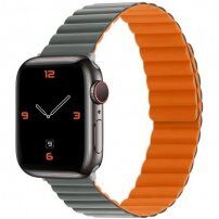 Силиконова магнитна каишка за Apple Watch 42mm / 41mm / 40mm / 38mm - сиво-оранжев