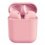InPods 12 безжични bluetooth слушалки с калъф за зареждане за устройства на Apple - розова