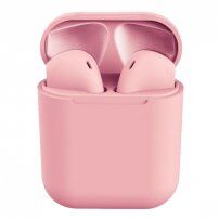 InPods 12 безжични bluetooth слушалки с калъф за зареждане за устройства на Apple - розова