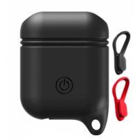 Водоустойчив и прахоустойчив силиконов защитен калъф за AirPods 1 / 2 - черен