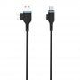 Wiwu 4в1 cплетен кабел за пренос на данни и зареждане USB-A / USB-C / Lightning за iPhone / iPad / iPod / AirPods - 1,2 m - черен