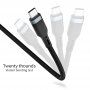 Wiwu 4в1 cплетен кабел за пренос на данни и зареждане USB-A / USB-C / Lightning за iPhone / iPad / iPod / AirPods - 1,2 m - черен