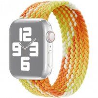 Найлонова каишка с цветна оплетка за Apple Watch 42mm / 41mm / 40mm / 38mm - L - жълто-оранжев