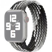 Найлонова каишка с цветна оплетка за Apple Watch 42mm / 41mm / 40mm / 38mm - L - черен