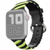 Сплетена силиконова каишка за Apple Watch 42mm / 41mm / 40mm / 38mm - черно-зелен