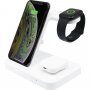 FIXED Powerstation 3в1 стойка с безжично зареждане за iPhone / Apple Watch / AirPods - бял
