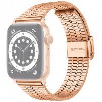 Силиконова каишка от неръждаема стомана за Apple Watch 42mm / 41mm / 40mm / 38mm - розово златен