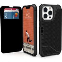 UAG Metropolis устойчив флип калъф за iPhone 13 Pro Max - цвят черен кевлар