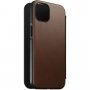 Nomad MagSafe Rugged Folio кожен флип калъф за iPhone 13 - кафяв