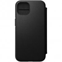Nomad MagSafe Rugged Folio кожен флип калъф за iPhone 13 - черно