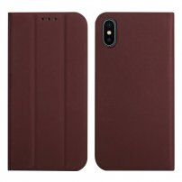 Магнитен флип калъф за iPhone XS Max - кафяв
