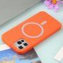 Силиконов кейс поддържащ зареждане с Magsafe за iPhone 11 - оранжев