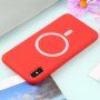 Силиконов кейс поддържащ зареждане с Magsafe за iPhone XR - червен
