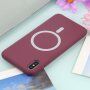 Силиконов кейс поддържащ зареждане с Magsafe за iPhone XR - винено червен