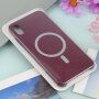 Силиконов кейс поддържащ зареждане с Magsafe за iPhone XR - винено червен