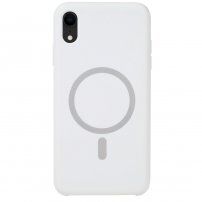 Силиконов кейс поддържащ зареждане с Magsafe за iPhone XR - бял