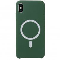 Силиконов кейс поддържащ зареждане с Magsafe за iPhone XS Max - тъмно зелен