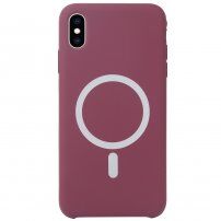 Силиконов кейс поддържащ зареждане с Magsafe за iPhone XS Max - винено червен