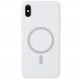Силиконов кейс поддържащ зареждане с Magsafe за iPhone XS Max - бял