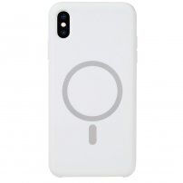Силиконов кейс поддържащ зареждане с Magsafe за iPhone XS Max - бял