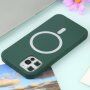 Силиконов кейс поддържащ зареждане с Magsafe за iPhone 13 Pro Max - тъмно зелен