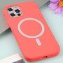 Силиконов кейс поддържащ зареждане с Magsafe за iPhone 13 Pro Max - коралова
