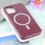 Силиконов кейс поддържащ зареждане с Magsafe за iPhone 13 Pro Max - винено червен