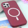 Силиконов кейс поддържащ зареждане с Magsafe за iPhone 11 Pro Max - винено червен