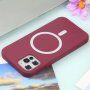 Силиконов кейс поддържащ зареждане с Magsafe за iPhone 11 Pro Max - винено червен