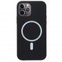 Силиконов кейс поддържащ зареждане с Magsafe за iPhone 11 Pro Max - черен