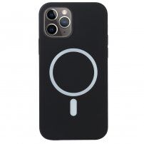 Силиконов кейс поддържащ зареждане с Magsafe за iPhone 11 Pro Max - черен