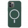 Силиконов кейс поддържащ зареждане с Magsafe за iPhone 11 Pro Max - тъмно зелен
