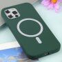 Силиконов кейс поддържащ зареждане с Magsafe за iPhone 11 Pro Max - тъмно зелен