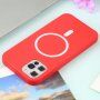 Силиконов кейс поддържащ зареждане с Magsafe за iPhone 12 Pro Max - червен