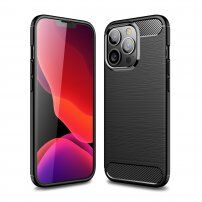 Устойчив кейс с полирана текстура за iPhone 13 Pro - черен