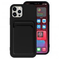 Кейс с джоб за карти за iPhone 12 Pro Max - черен