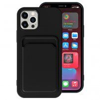 Кейс с джоб за карти за iPhone 13 Pro Max - черен