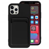 Кейс с джоб за карти за iPhone 12 / 12 Pro - черен
