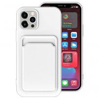 Кейс с джоб за карти за iPhone 12 Pro Max - бял