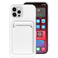 Кейс с джоб за карти за iPhone 13 Pro - бял