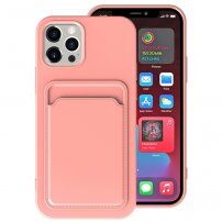 Кейс с джоб за карти за iPhone 13 Pro Max - розов