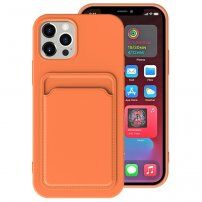 Кейс с джоб за карти за iPhone 12 Pro Max - оранжев
