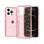 Прозрачен кейс с пайети за iPhone 13 Pro - розов