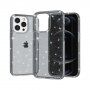 Прозрачен кейс с пайети за iPhone 13 Pro - сив