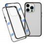 Калъф за целия телефон от закалено стъкло с метална рамка за iPhone 13 Pro Max - сребърно